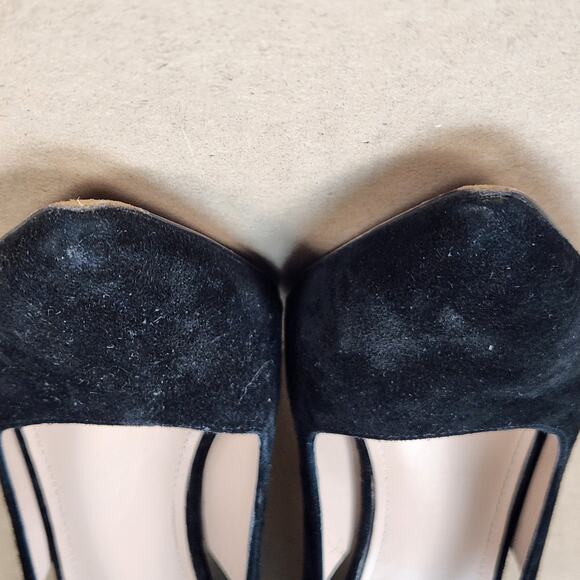 Joan & David Black Suede Strappy Pumps Women’s SZ 9M Pointed Toe Bow Stiletto - Picture 13 of 16